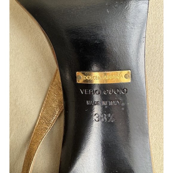 Dolce Gabbana Gold Leather Sandal Size 38.5 Clear Acrylic Heels Cheetah Leopard - Picture 12 of 14